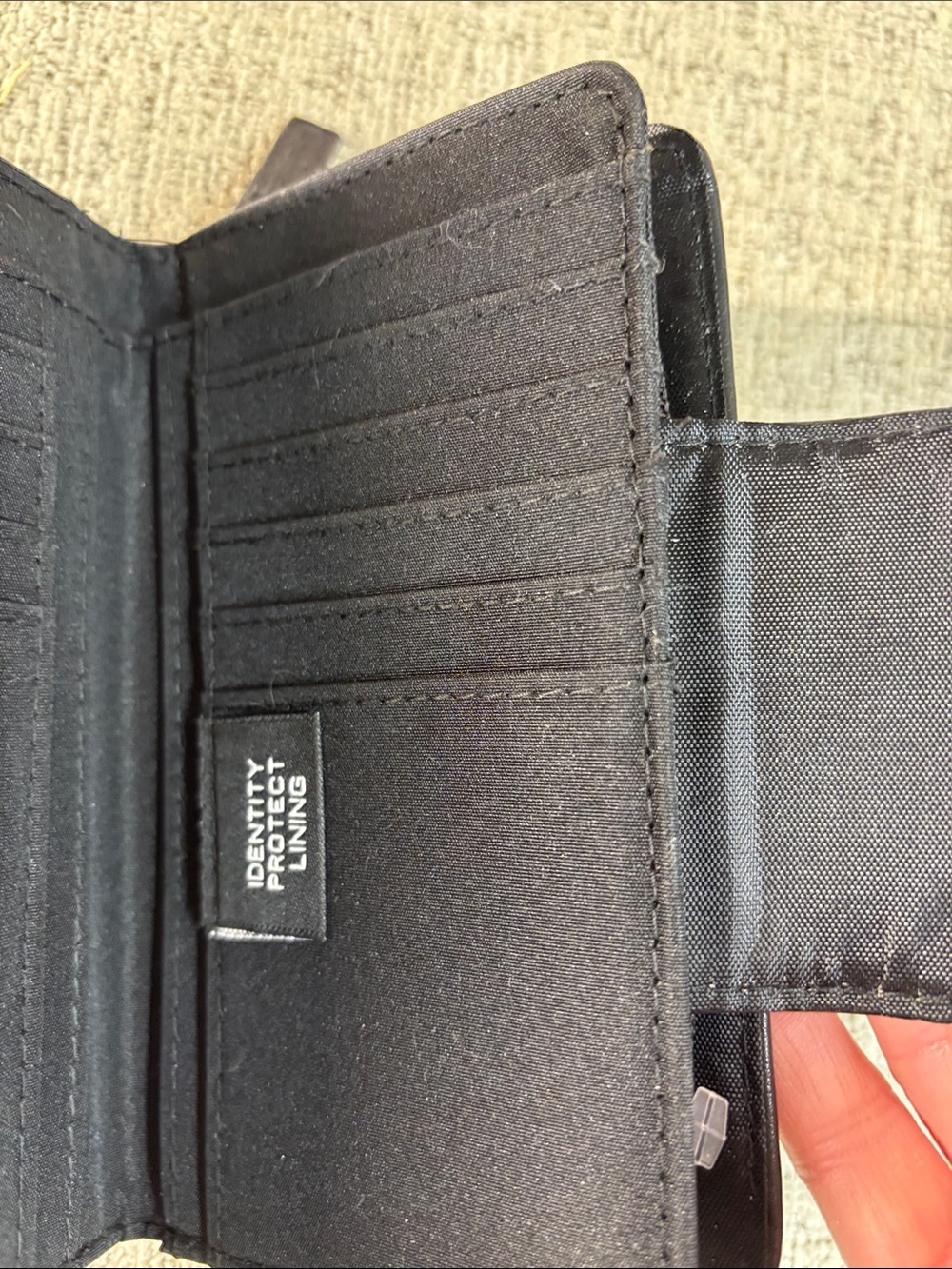 Tahari Black Leather RFID Zip Wallet with Metal Logo - Picture 4 of 9